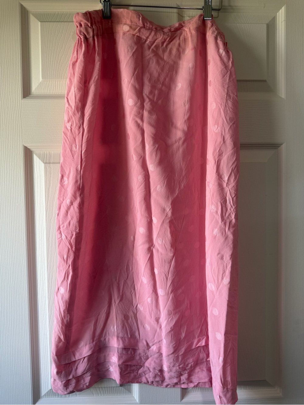 Vintage silk Pink Polka Dot Midi Skirt *read full description